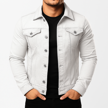 Stylish Men's Plain Denim Jacket