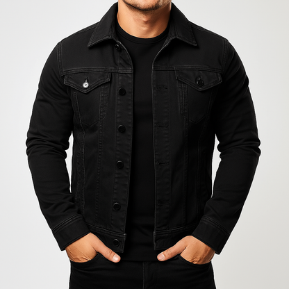Stylish Men's Plain Denim Jacket