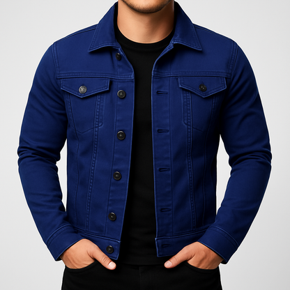 Stylish Men's Plain Denim Jacket