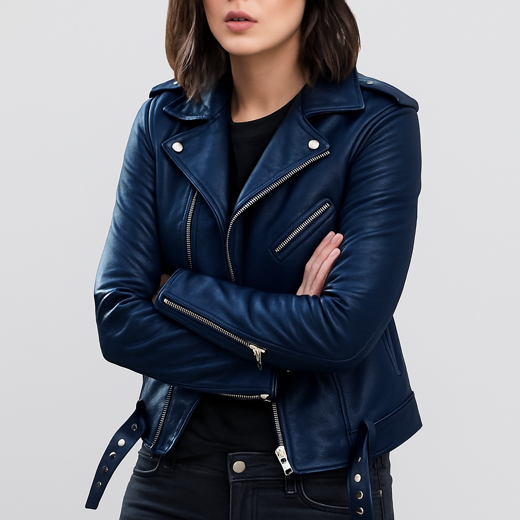 Chic Women's Leather Jacket Slim Fit Biker Style