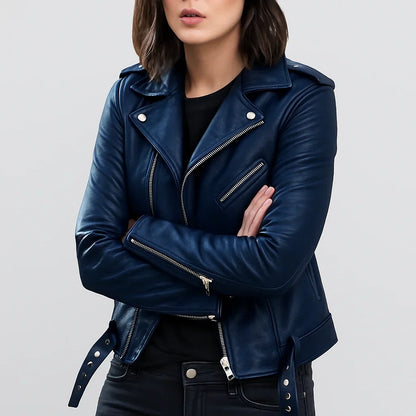 Women's Slim-fit Leather Biker Jacket
