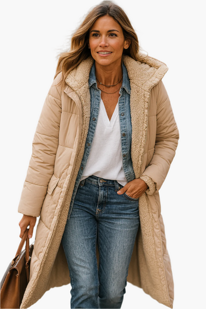 Women's Winter Jacket Warm Hooded Puffer Elegant Long