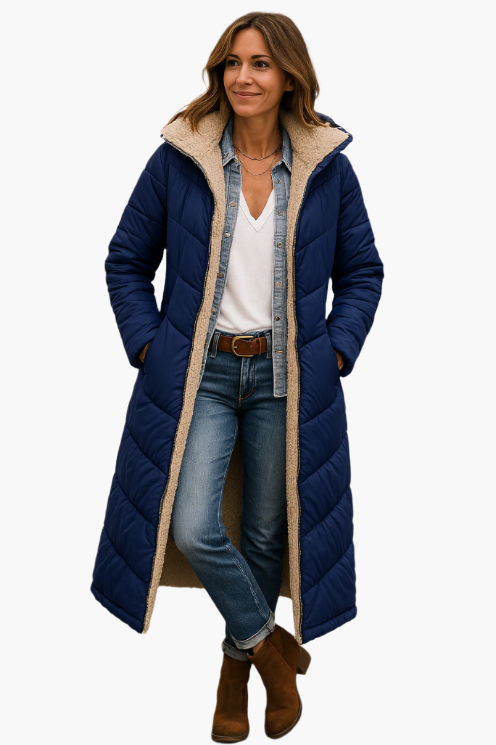 Women's Winter Jacket Warm Hooded Puffer Elegant Long