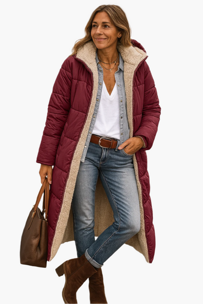 Women's Winter Jacket Warm Hooded Puffer Elegant Long