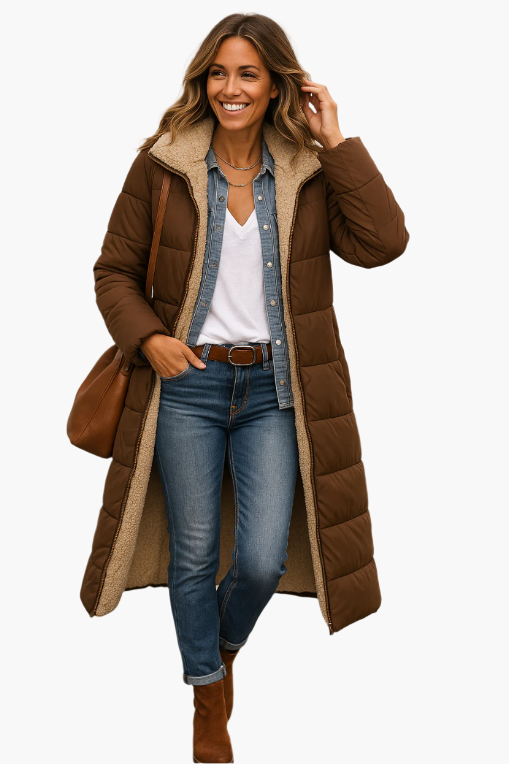 Women's Winter Jacket Warm Hooded Puffer Elegant Long