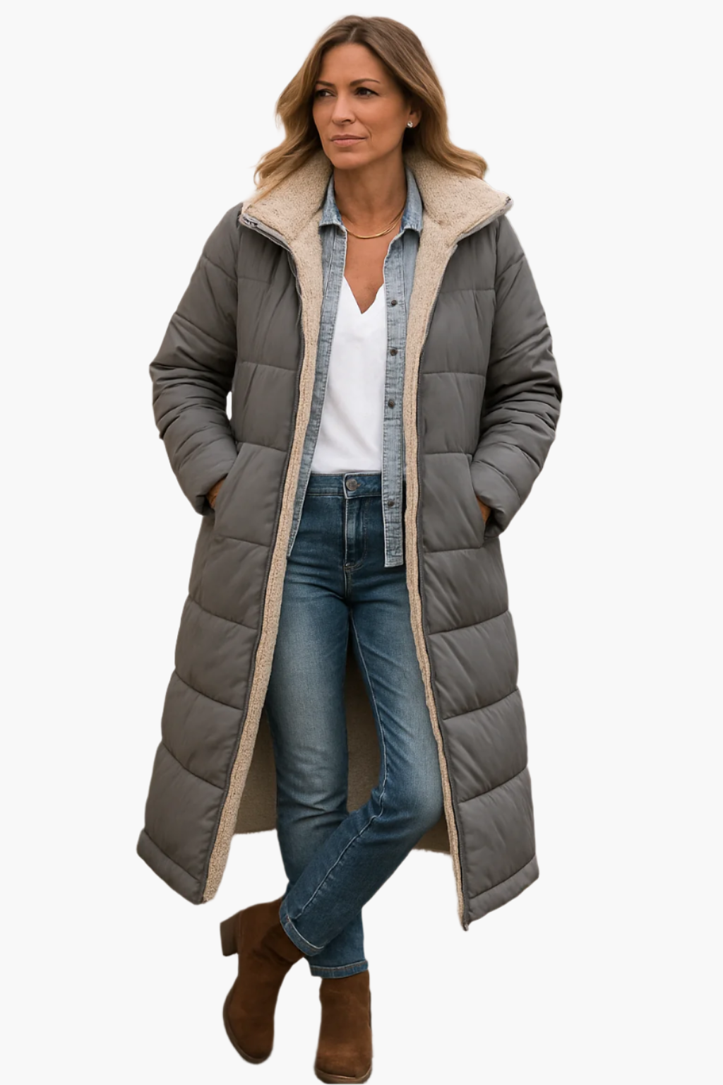 Women's Winter Jacket Warm Hooded Puffer Elegant Long