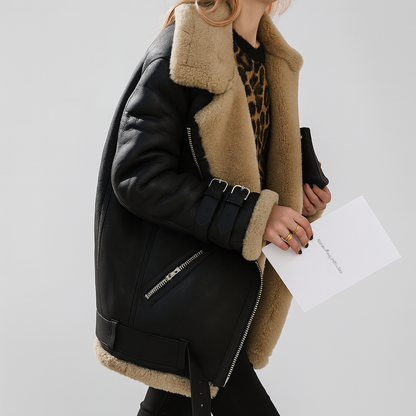 Aviator-Mantel Elegant Leder - IdealeKleiden