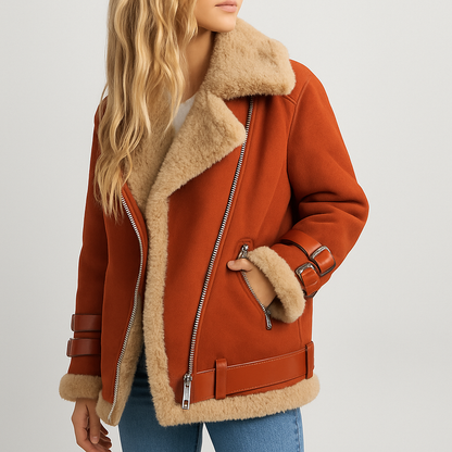 Women's leather bomber jacket