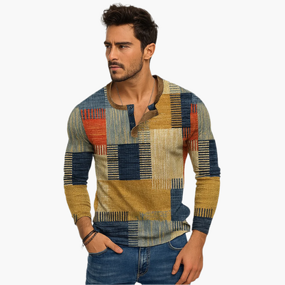 Men's Knitted Sweater Modern Patchwork Design