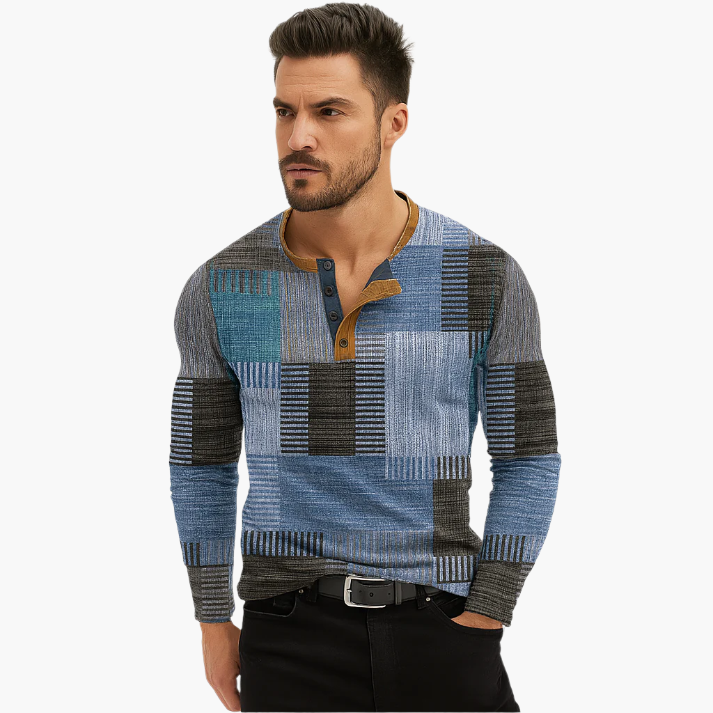 Men's Knitted Sweater Modern Patchwork Design