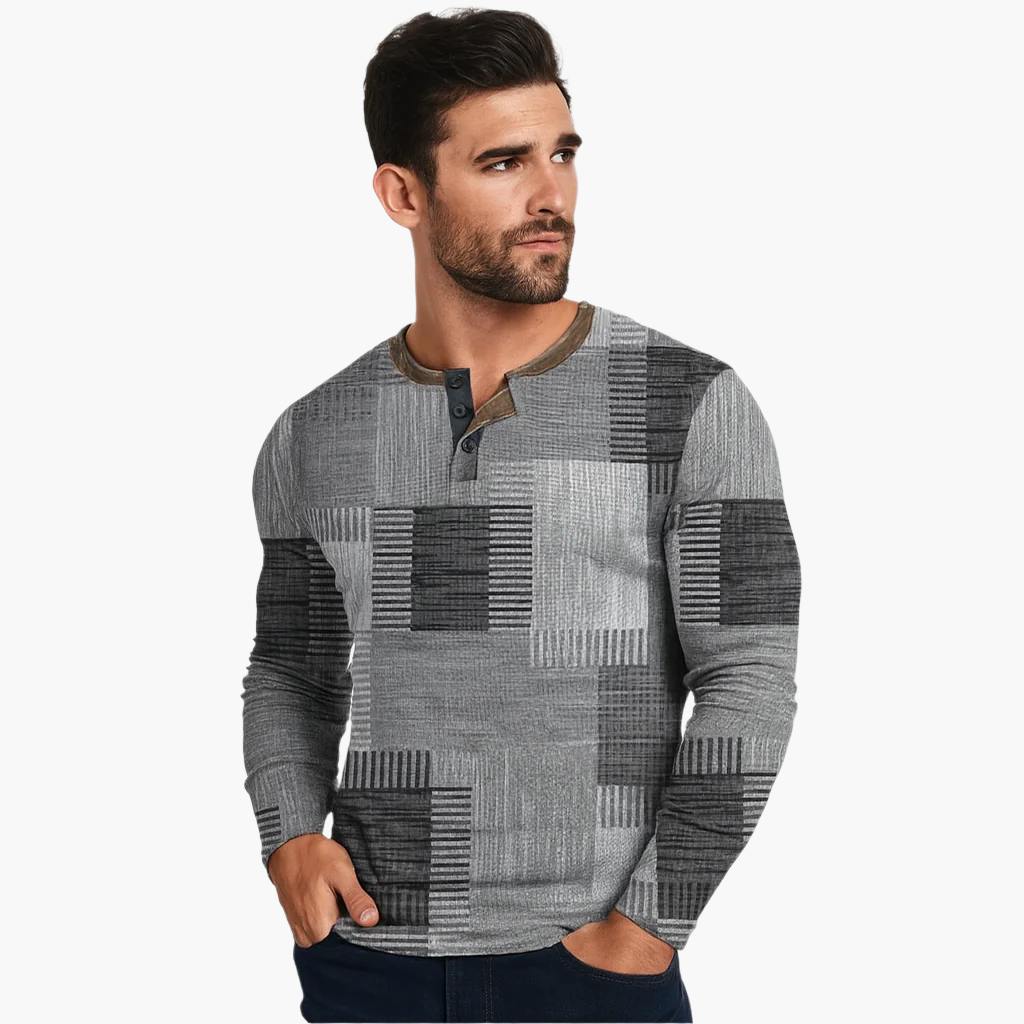 Men's Knitted Sweater Modern Patchwork Design
