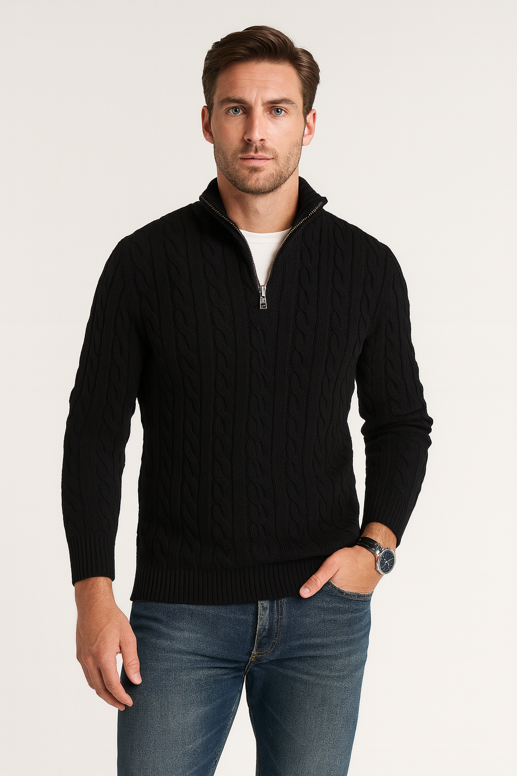 Men's Stand-Up Collar Jumper Modern Style