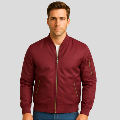 Men's Bomber Jacket Metal Closure Modern