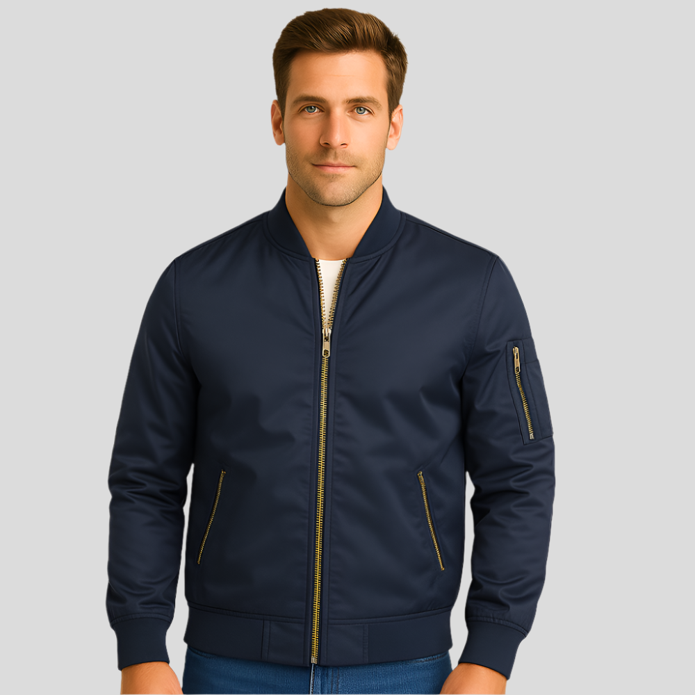 Men's Bomber Jacket Metal Closure Modern