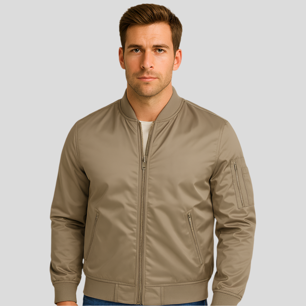 Men's Bomber Jacket Metal Closure Modern
