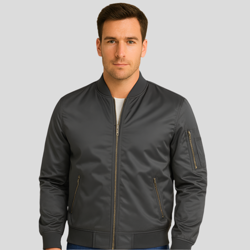 Men's Bomber Jacket Metal Closure Modern