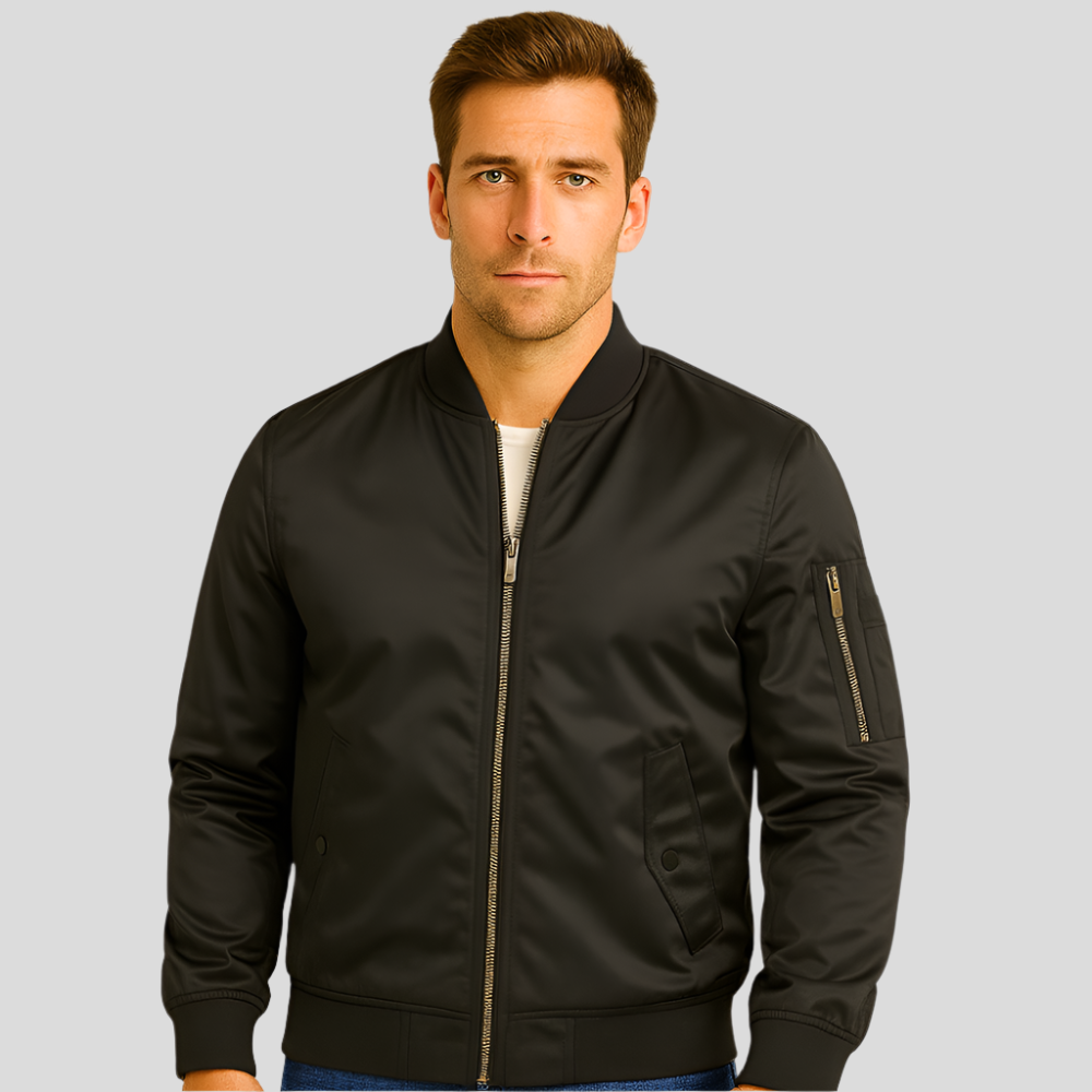 Men's Bomber Jacket Metal Closure Modern