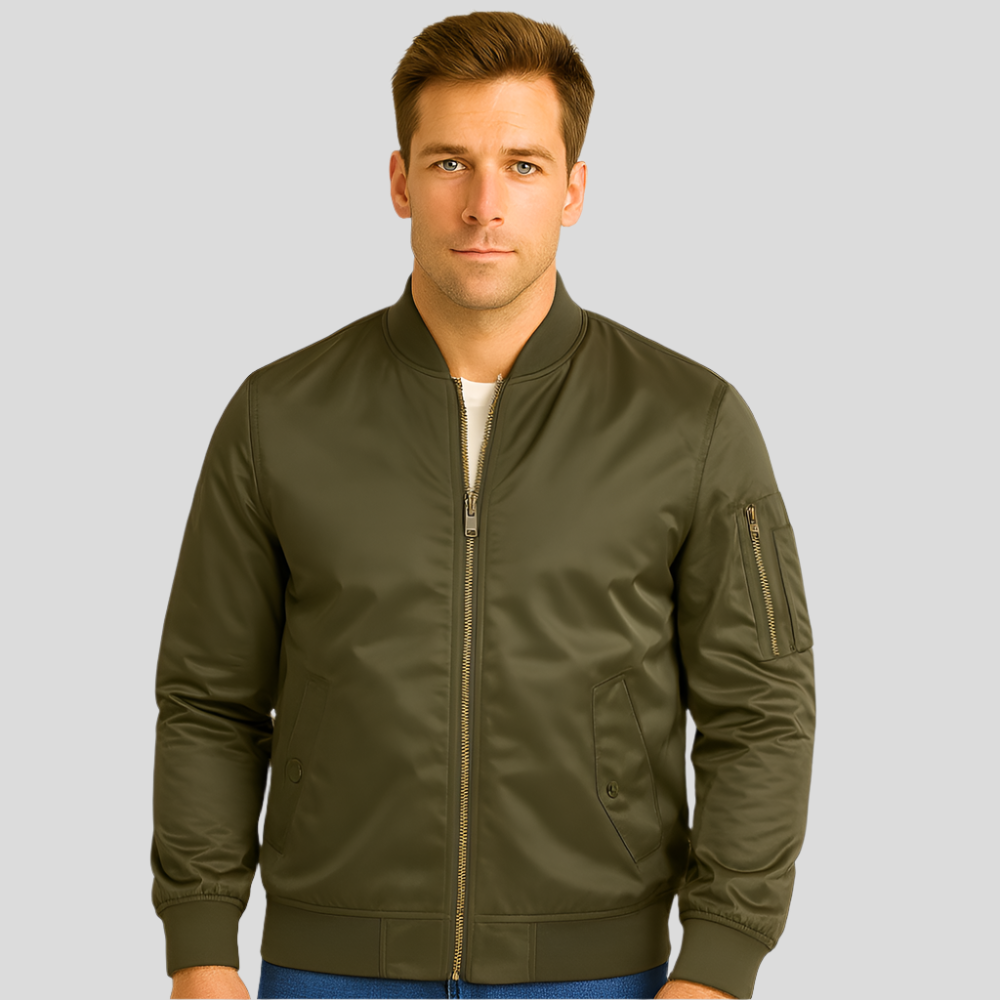 Men's Bomber Jacket Metal Closure Modern