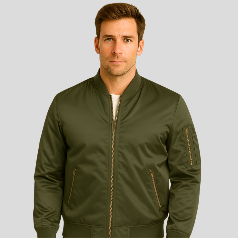 Men's Bomber Jacket Metal Closure Modern