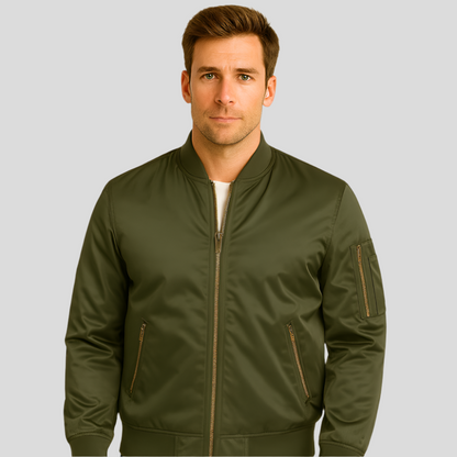 Men's Bomber Jacket Metal Closure Modern