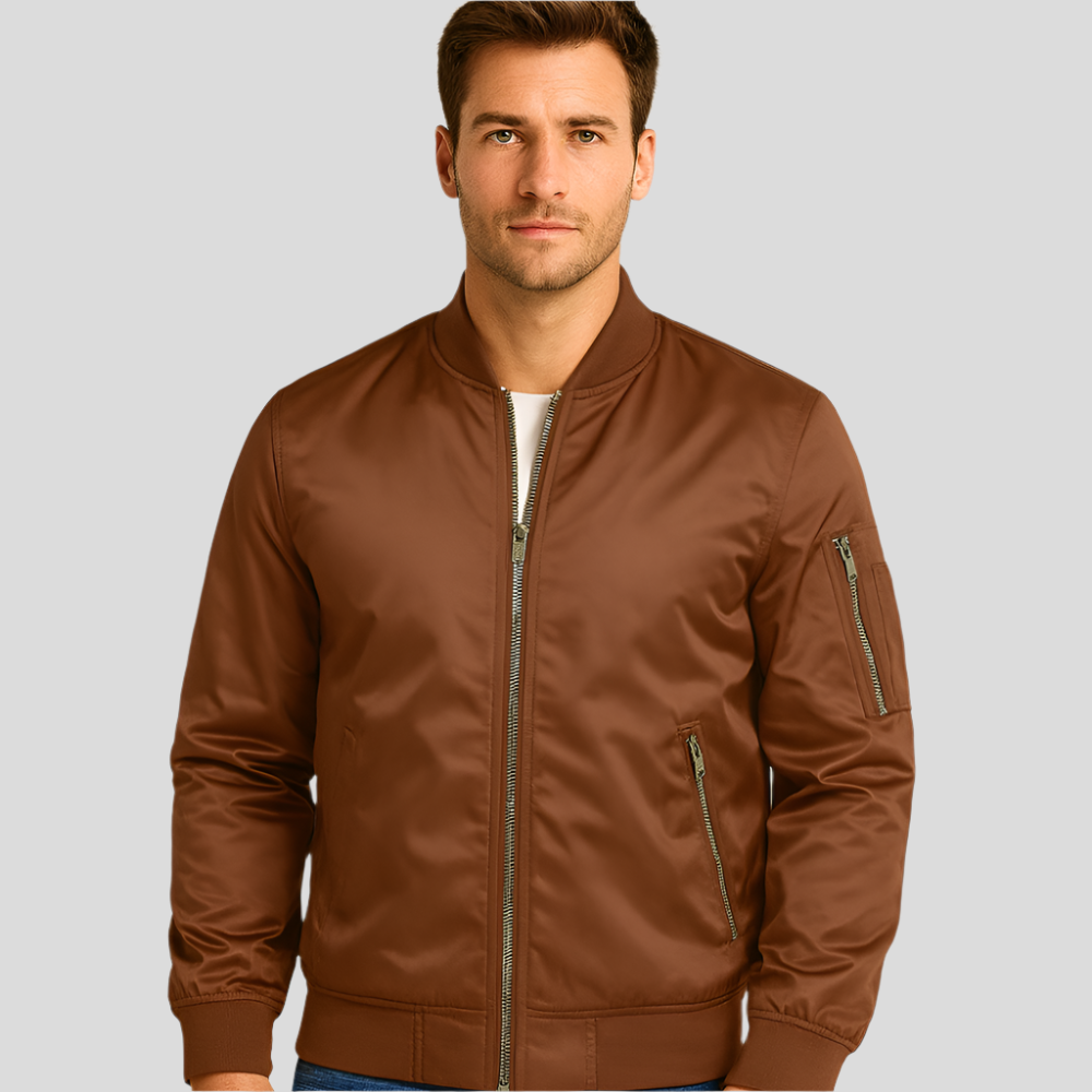 Men's Bomber Jacket Metal Closure Modern