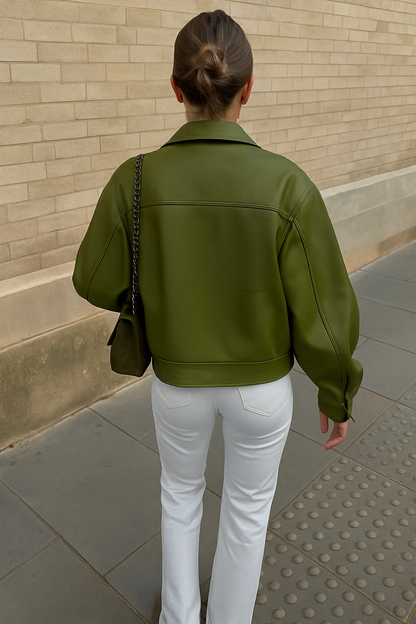 Stylische Übergröße Lederjacke Damen - IdealeKleiden