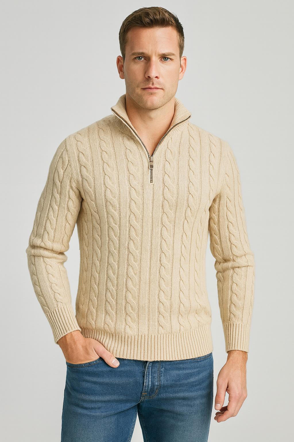 Men's Stand-Up Collar Jumper Modern Style