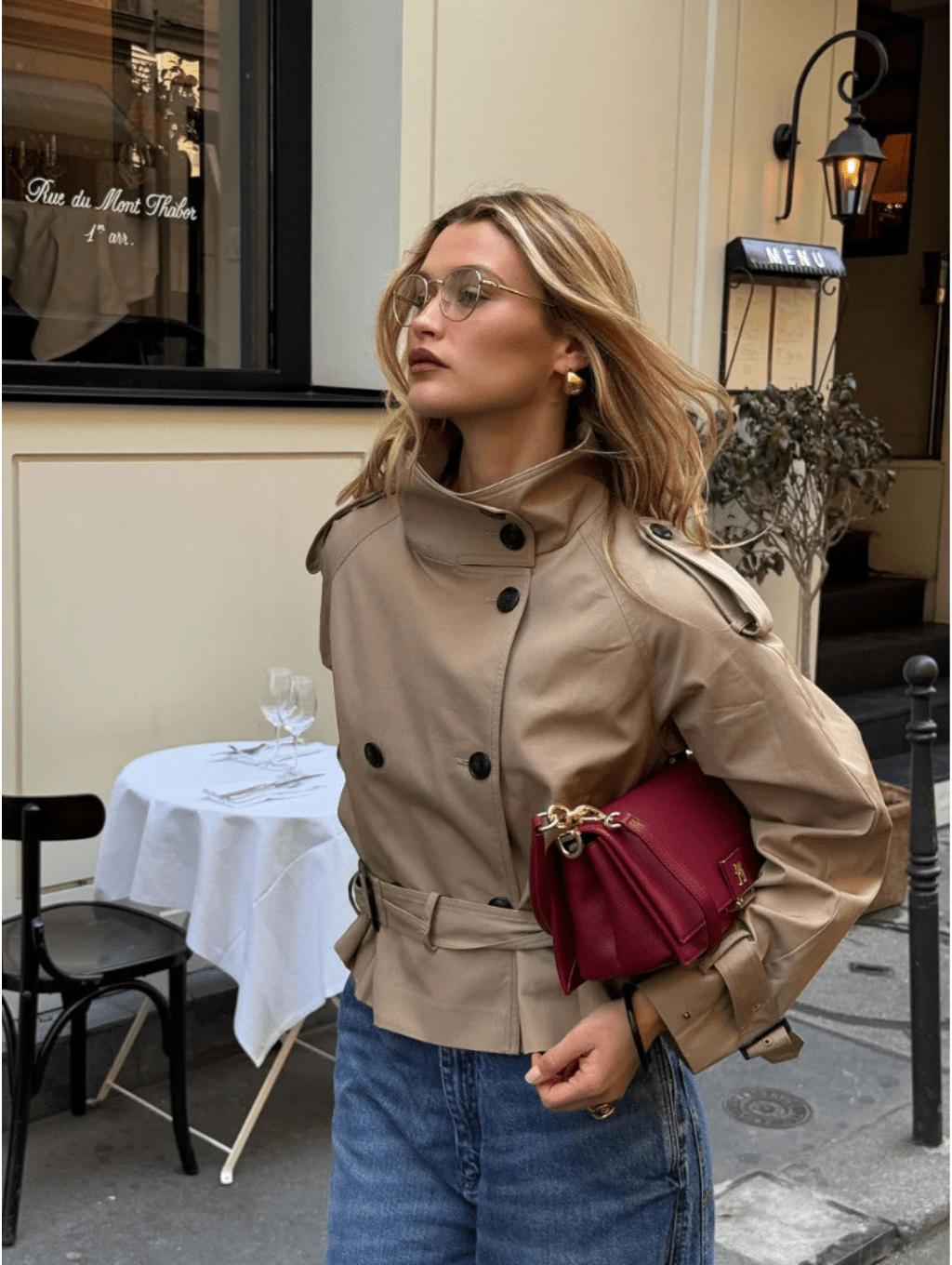 Women's Short Trench Coat Winter Chic with Belt