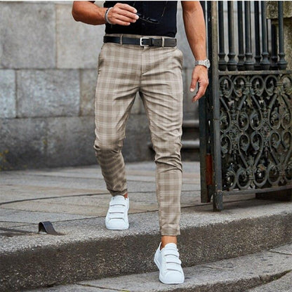 Men's Plaid Skinny Fit Chino Pants
