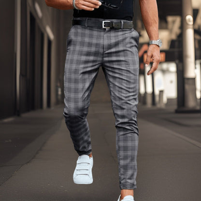 Men's Elastic Plaid Stretch Chino Pants