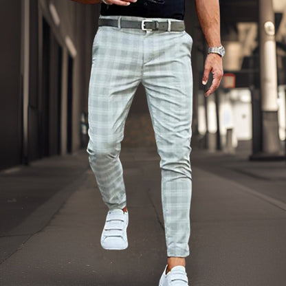 Men's Elastic Plaid Stretch Chino Pants