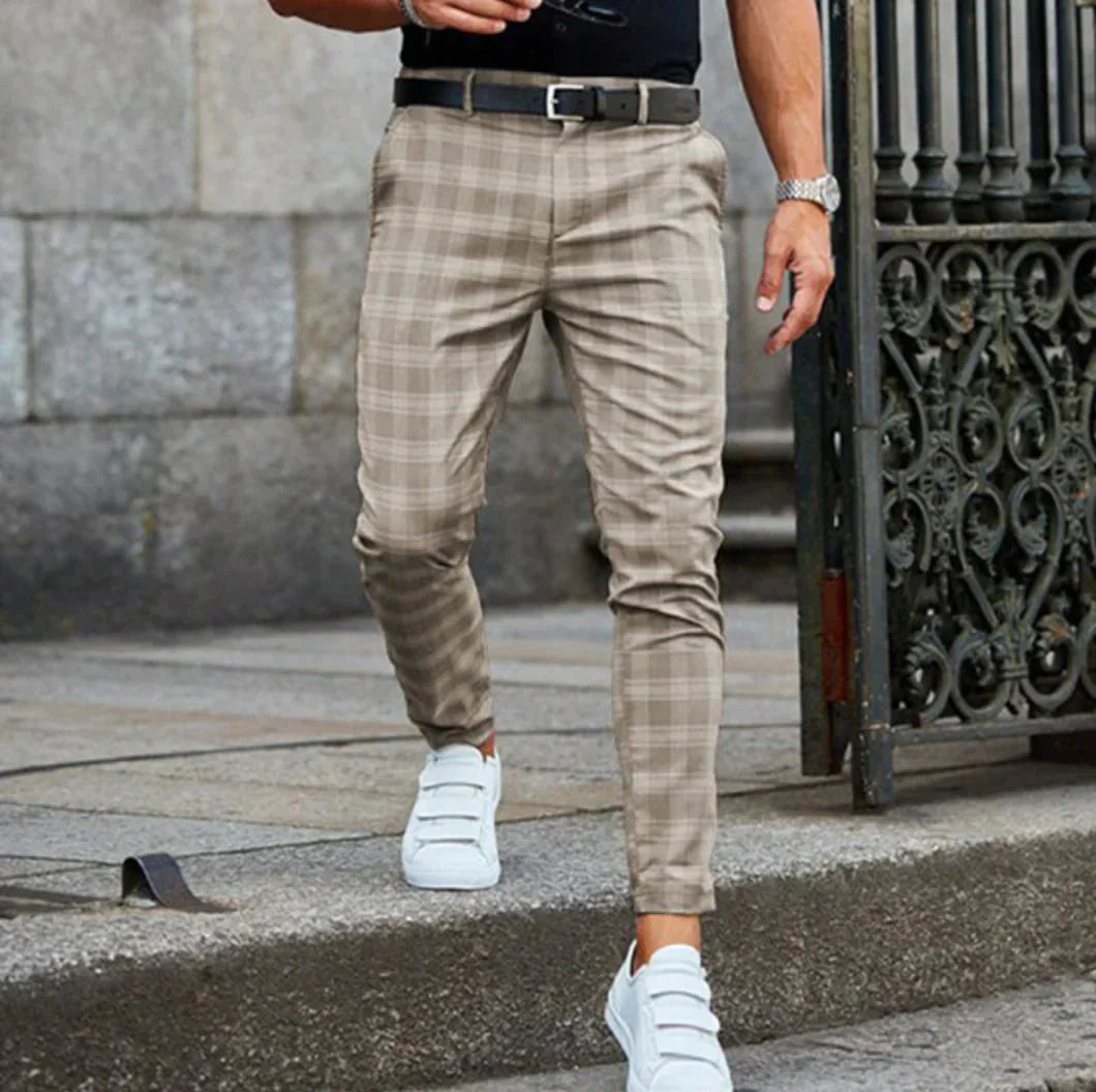 Men's Slim Fit Plaid Stretch Chinos