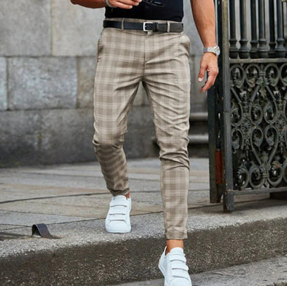 Men's Slim Fit Plaid Stretch Chinos