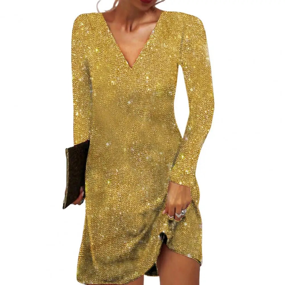Damen Wickelkleid Elegant V-Ausschnitt - IdealeKleiden