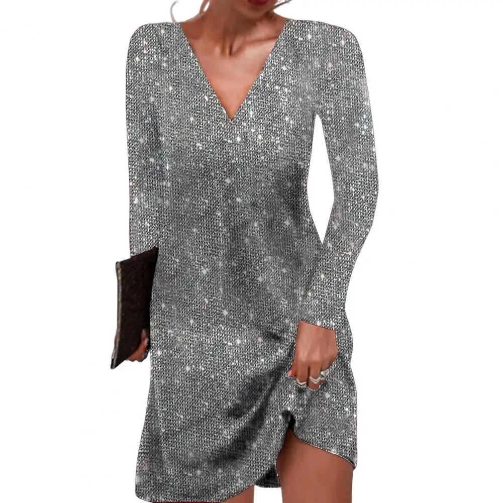 Damen Wickelkleid Elegant V-Ausschnitt