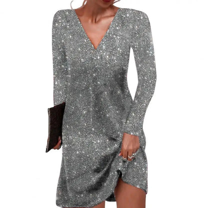 Damen Wickelkleid Elegant V-Ausschnitt