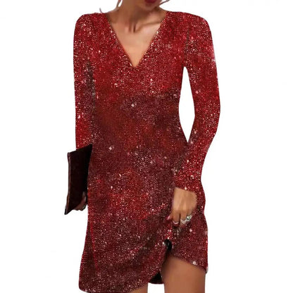 Damen Wickelkleid Elegant V-Ausschnitt