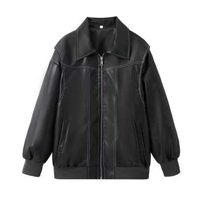 Women's Leather Coat Plus Size Modern Design