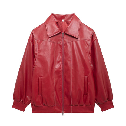 Women's Leather Coat Plus Size Modern Design