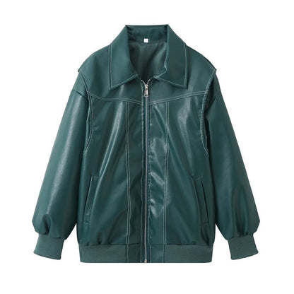 Women's Leather Coat Plus Size Modern Design