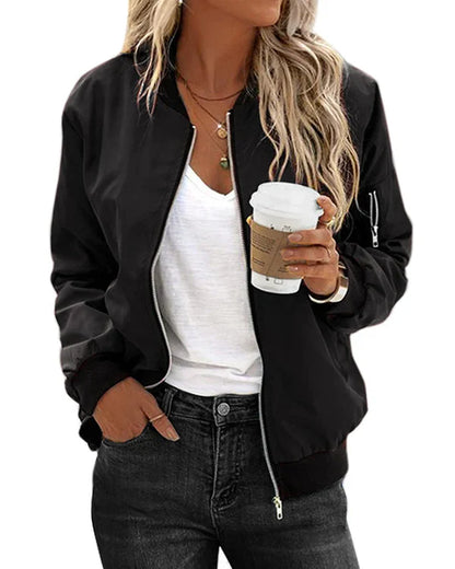 Elegant Men's Classic Bomber Jacket With Pockets