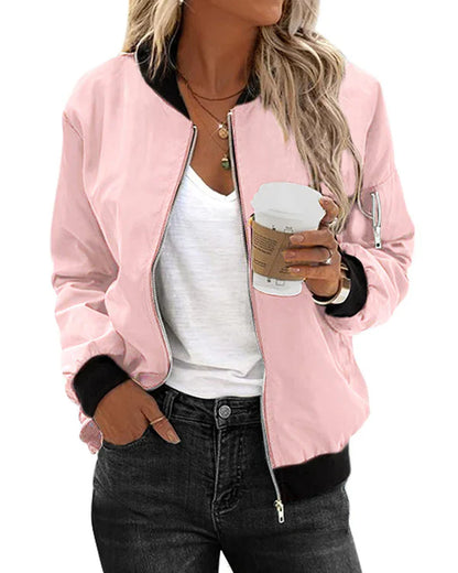Elegant Men's Classic Bomber Jacket With Pockets
