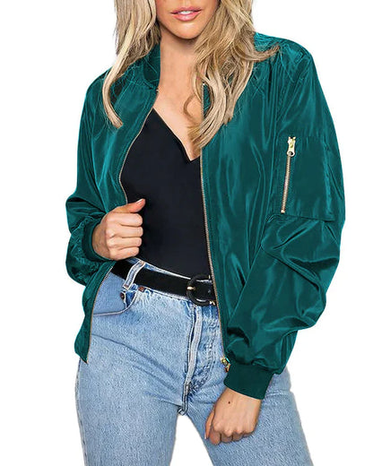 Elegant Men's Classic Bomber Jacket With Pockets