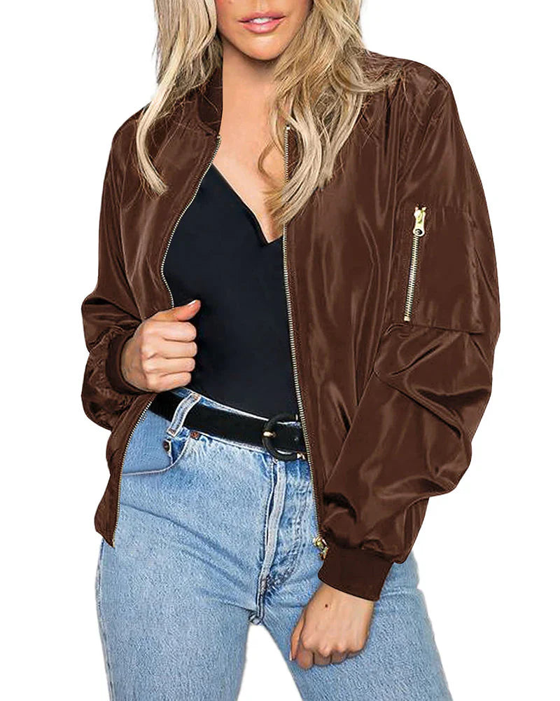 Elegant Bomber Jacket with Pockets for Women and Men