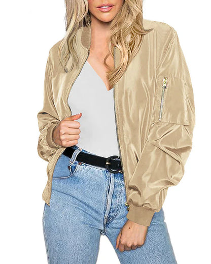 Elegant Men's Classic Bomber Jacket With Pockets
