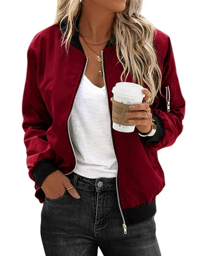 Elegant Men's Classic Bomber Jacket With Pockets