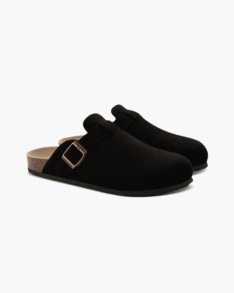 Comfortable Men's Leather Clogs with Wooden Soles
