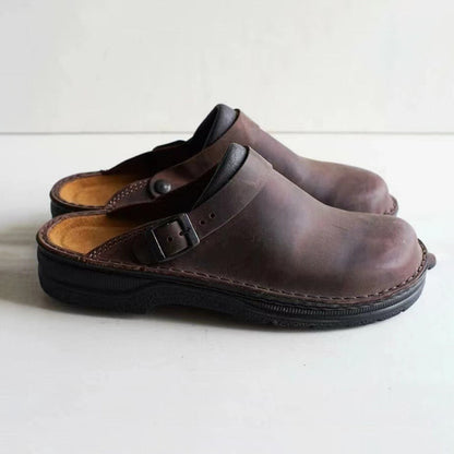 Men's Retro Leather Clogs Comfortable Shoes