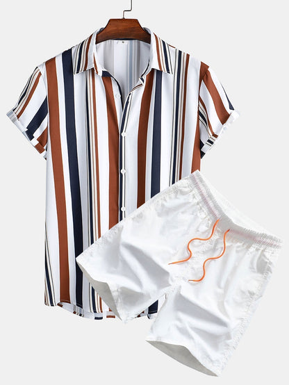 Men's Summer Set: Striped Shirt and Shorts
