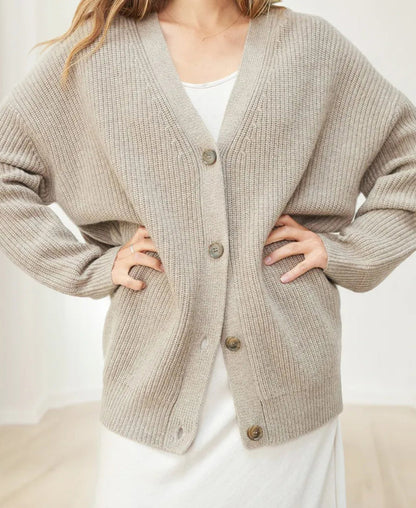 Women's Knitted Cardigan Elegant V-Neck Buttons